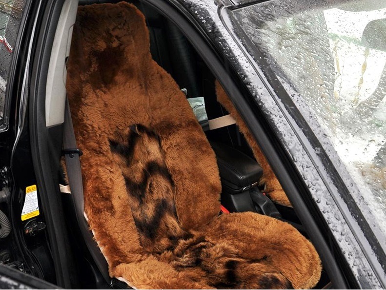 Накидка Овчина+Волк натуральный мех (класса А) Австралия коричневый